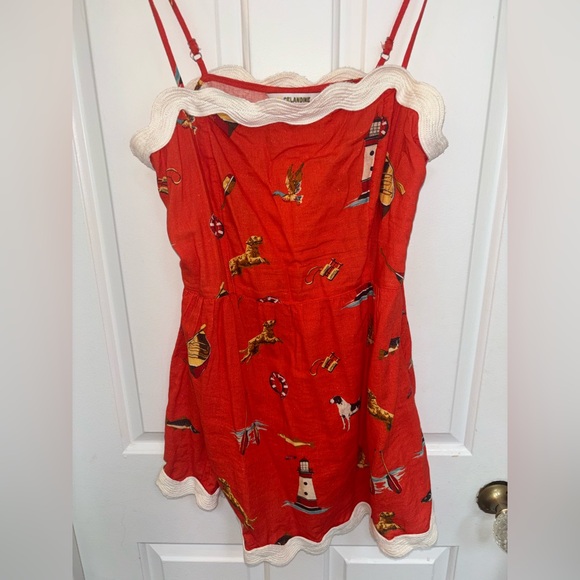 NWT retail $98 size M #Anthro CELANDINE Linen blend scalloped mini dress. - Picture 4 of 6